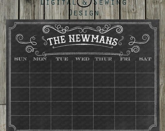 Chalkboard calendar 18x24 fully customizable PRINTABLE DIGITAL FILE