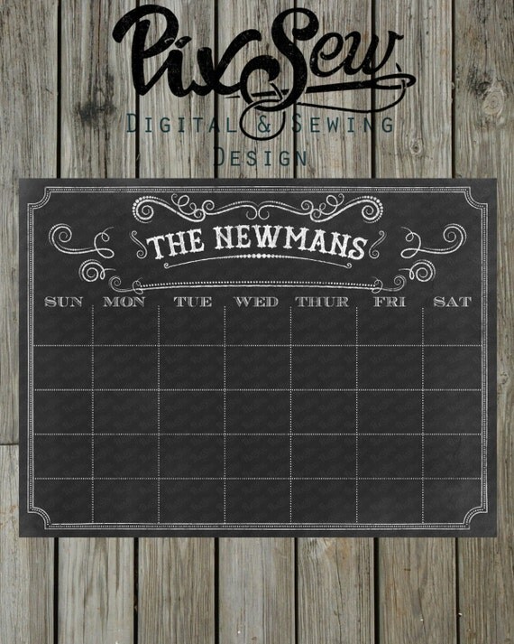 Chalkboard Calendar 18x24 Fully Customizable PRINTABLE DIGITAL