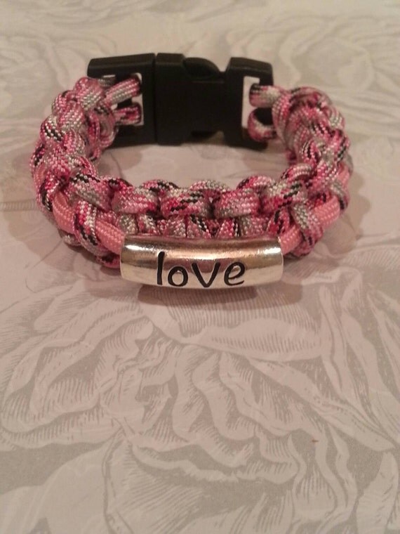 Love Charm Paracord Bracelet by BeadsWithACause on Etsy