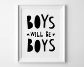 Kids room art, digital print, children wall art, printable poster, boys nursery decor, scandinavian, black and white, baby boy nursery art