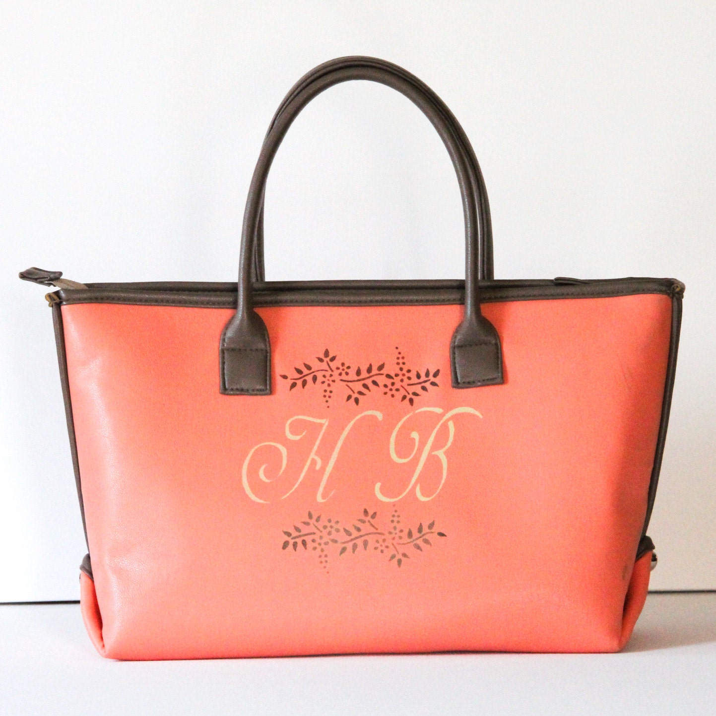 Monogram Tote Bag Monogrammed Purses Vegan Leather Tote Bag