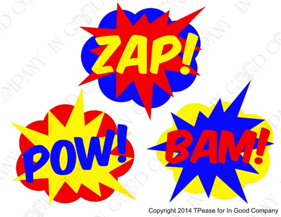 Items similar to POW! BAM! ZAP! Large Comic Book Action Decals for a ...