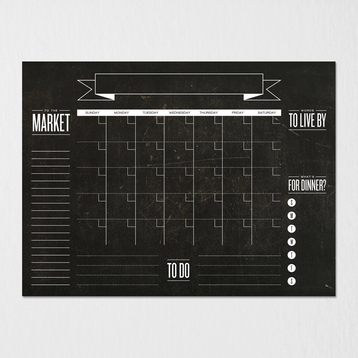 Monthly Chalkboard Calendar Print