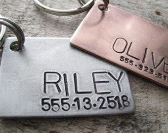 Custom Pet ID Tag - Personalized Pet/Dog Tag - Dog Collar Tag - Engraved Dog Tag - Handstamped Pet Tag - Copper Dog Tag