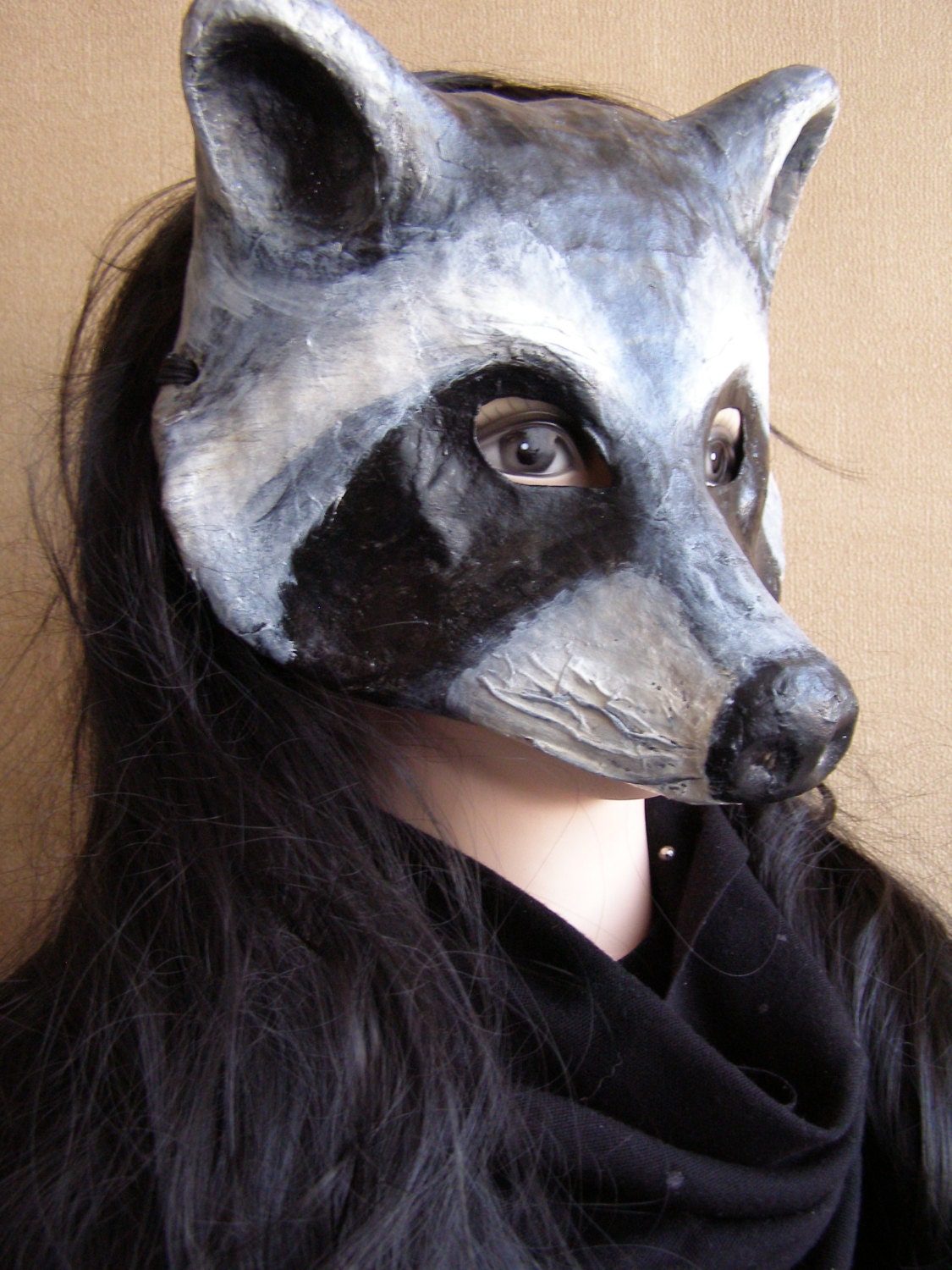 Raccoon Mask Paper mache Raccoon mask Halloween by EpicFantasy