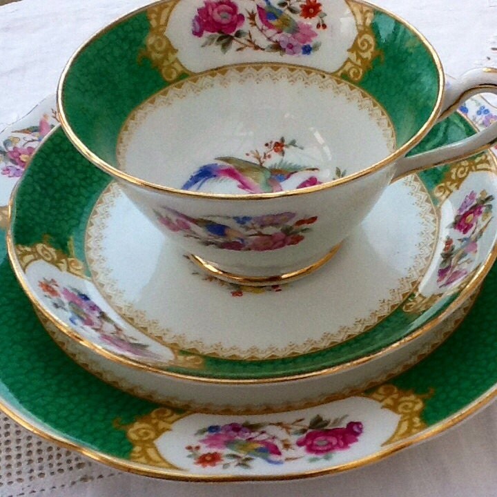 Beautiful Staffordshire bone china tea set trio by Mercysemporium