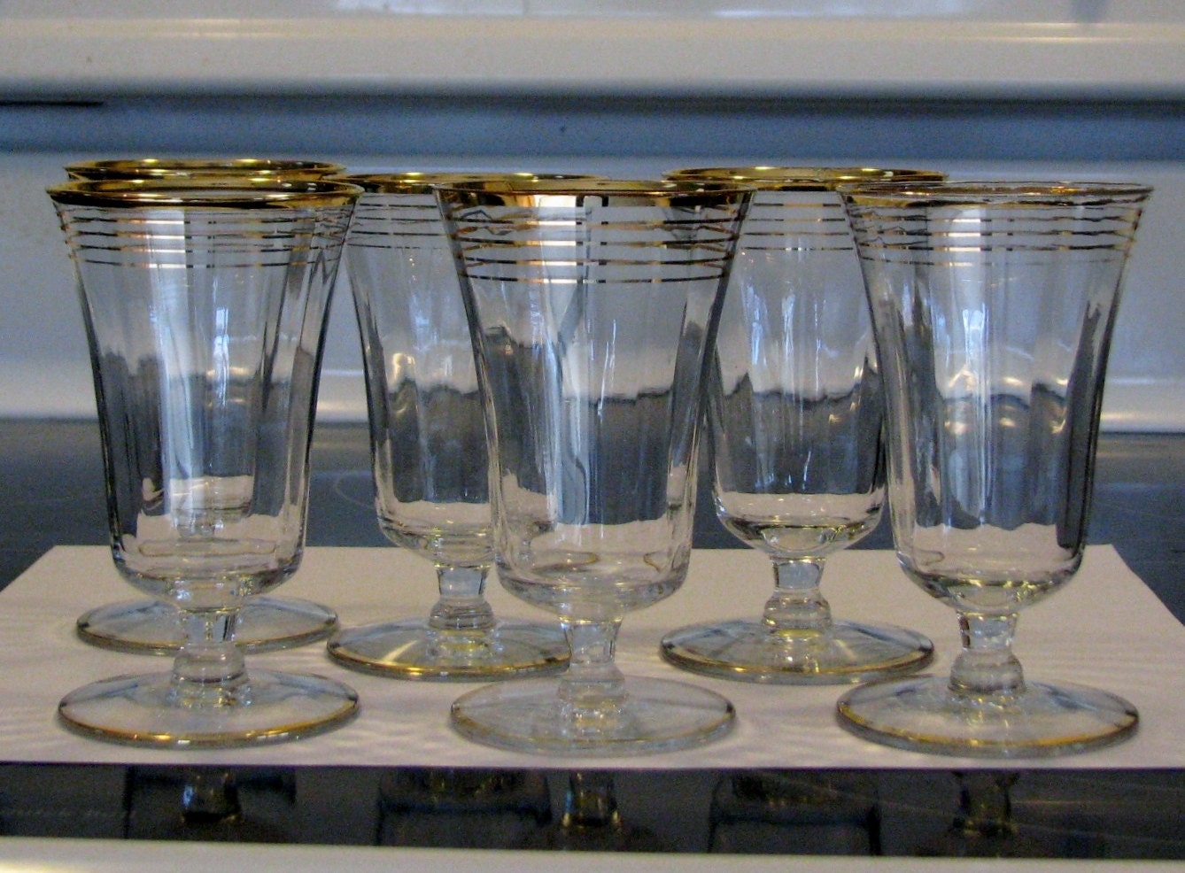 Vintage Cordial Glasses With Gold Trim Barware Set Of Six Haute Juice