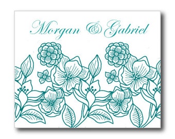 Wedding Thank You Card Template - INSTANT DOWNLOAD - Flowers (Teal ...