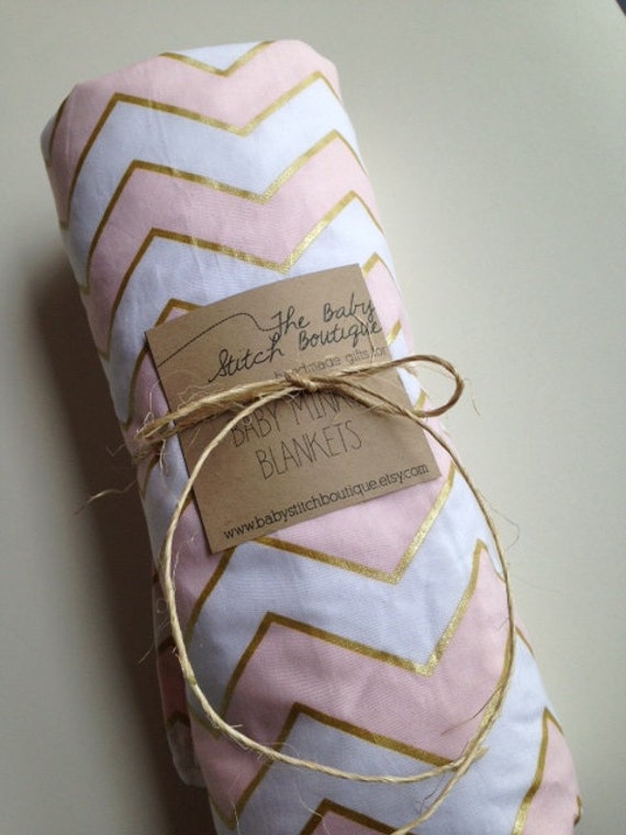 Items similar to Gold & Pink Glitz Baby Minky Blanket READY TO SHIP
