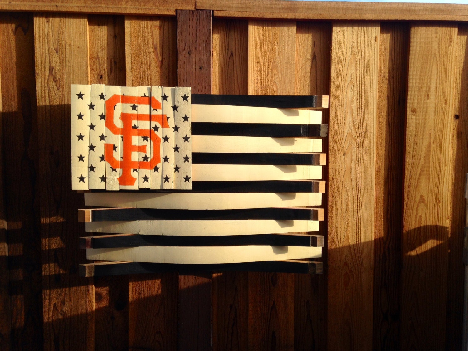 Wine Barrel Giants American Flag Wall HangReclaimed Wood for