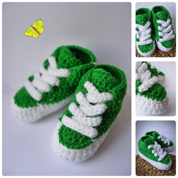 Green Crochet Baby Trainers Newborn Crochet Shoes by ...