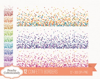 BUY 2 GET 1 FREE 12 Confetti borders clipart - confetti clip art - confetti border - Personal and Commercial Use