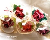 5 Origami Roses Each Wrapped / Welcome Gift / Decorative Display / Wedding Souvenir or Favors / Birthday Party / Red Hues 5 Origami Roses Each Wrapped / Welcome Gift / Decorative Display / Wedding Souvenir or Favors / Birthday Party / Red Hues