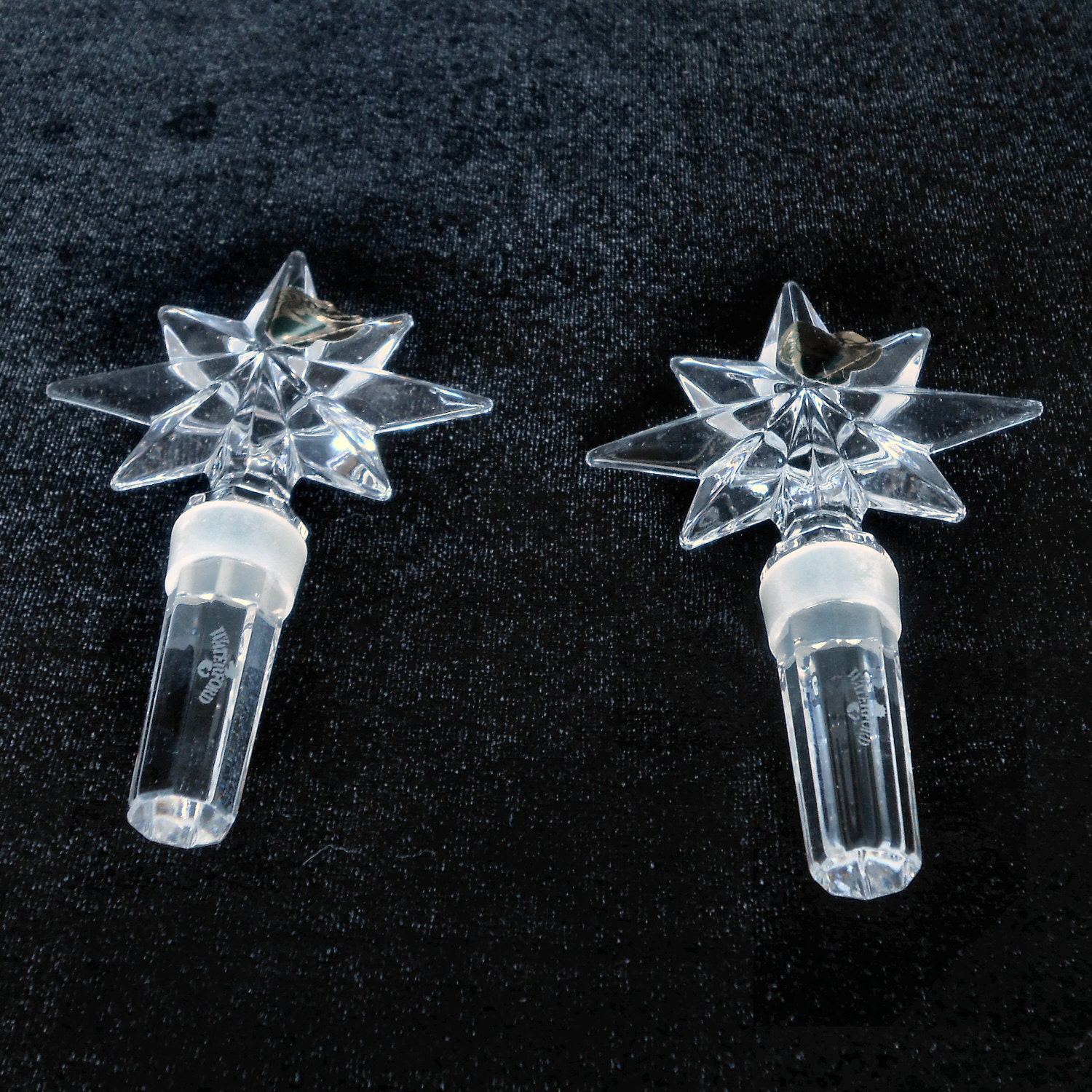 Pair of Waterford Crystal Bottle Stoppers Star Finials