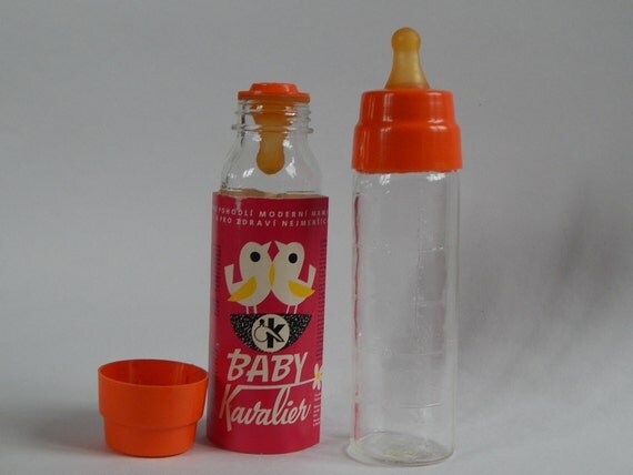 Vintage Unused Glass Baby Bottle Set of 2/ Baby Milk Bottle