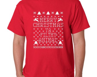 Merry Christmas Ya Filthy Animal - Mens Tshirt - Tshirt