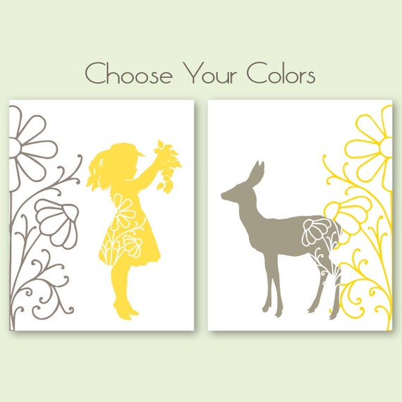 woodland nursery printable deer silhouette wall art kids room