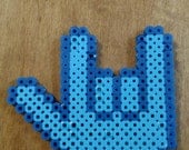 Items similar to Blue I love you ASL Hand Sign Perler Beads Magnet on Etsy