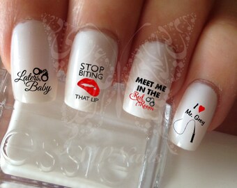 Nail Art 50 Shades of Grey Nail Water Decals Transfers Wraps