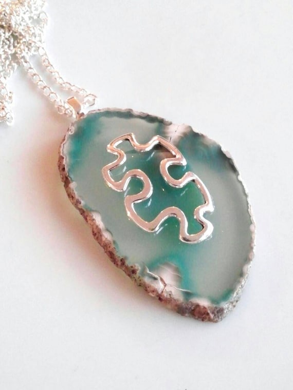 Autism necklace autism jewelry agate necklace agate by GenevasSky