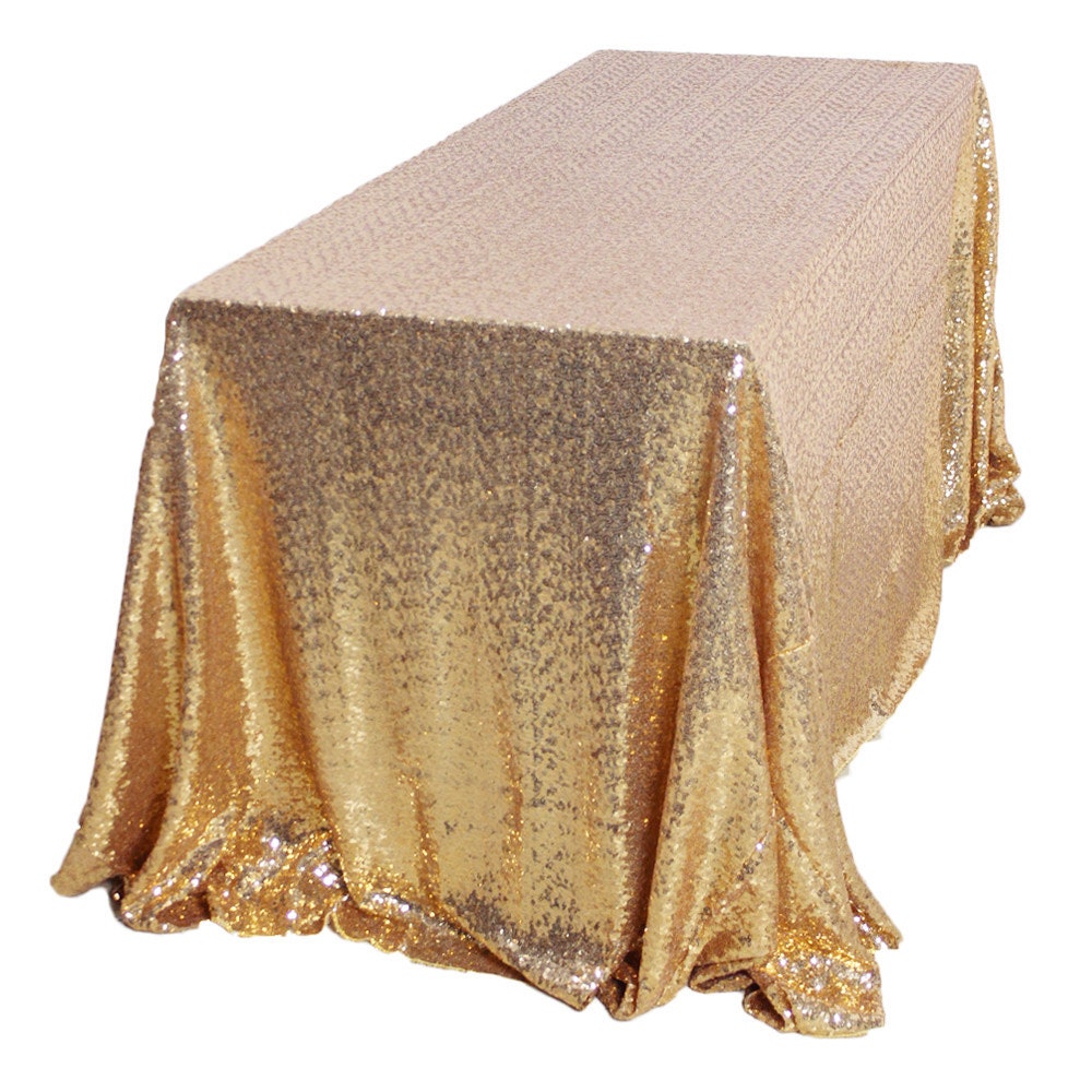 90132 deep gold sequin table cloth for wedding & by AMAZLINEN