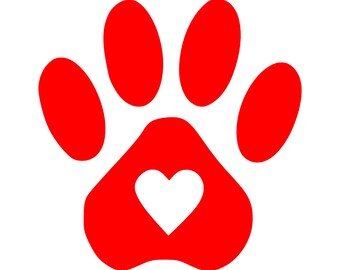 Items similar to Heart Dog Paw Print Vinyl Decal with Dogs Name on Etsy