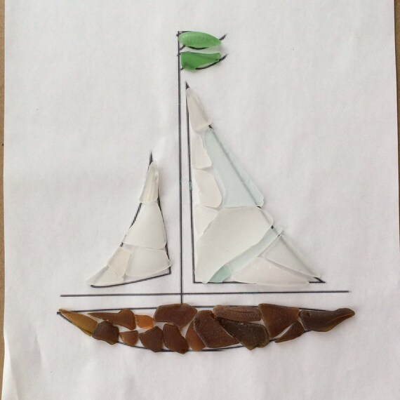 Bulk Genuine Sea Glass Sailboat Mosaic One by ...