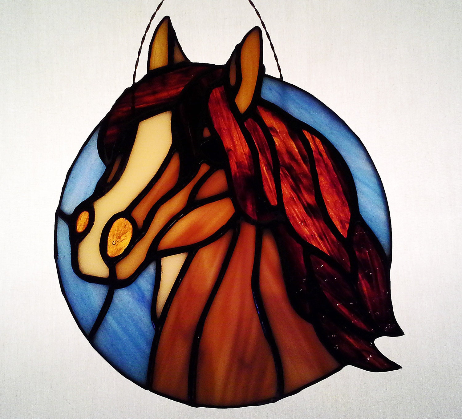 Stained Glass Horse Sun Catcher/ Light by PinwheelStainedGlass