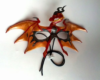 Flame Leather Winged Dragon Mask Dragon Wing Mask Dragon Fire Mask