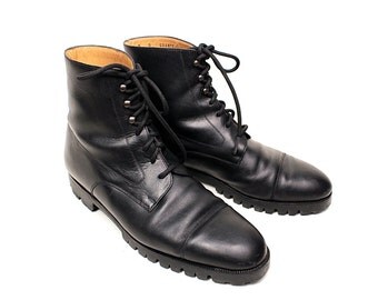 Vintage Genuine Bally Mens Ankle Boots - 90s Bally Black Leather Lace ...