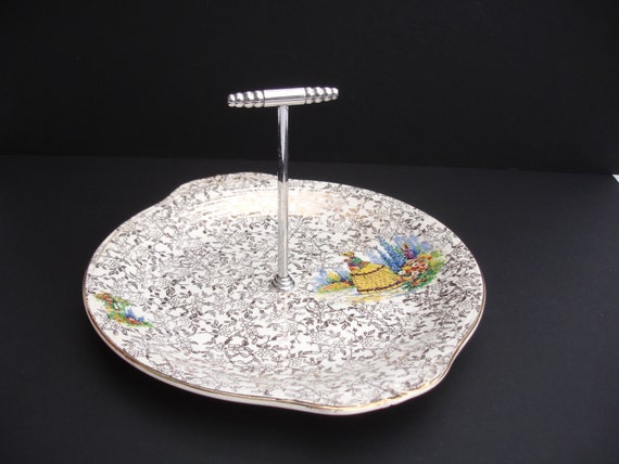 1920s Cake Stand Cake Plate decorated with a by FillyGumbo ...
