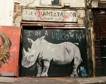 Graffiti Art, Street Art, Rhino Home Decor, Contemporary Wall Art, Urban Art, Fine Art Print, Teen Room Decor, Unicorn, Rhinoceros