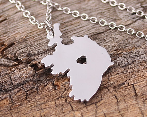 I heart Ireland Necklace Ireland Pendant Ireland Map Charm