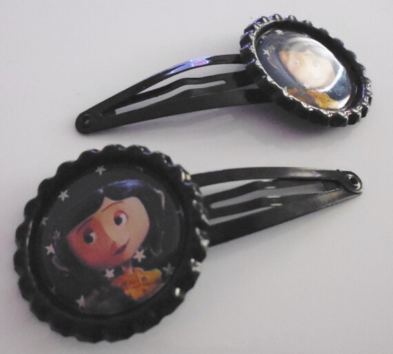 Coraline Hair Clips by LotsesofFoxes on Etsy