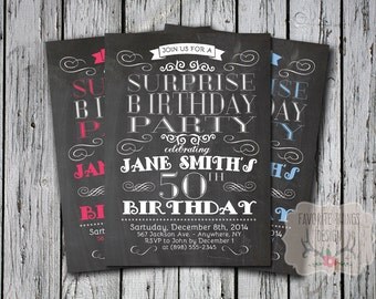 SURPRISE BIRTHDAY PARTY Invitation Adult Birthday Party