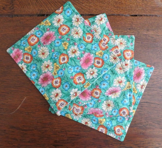 Cotton fabric cocktail napkins set of four
