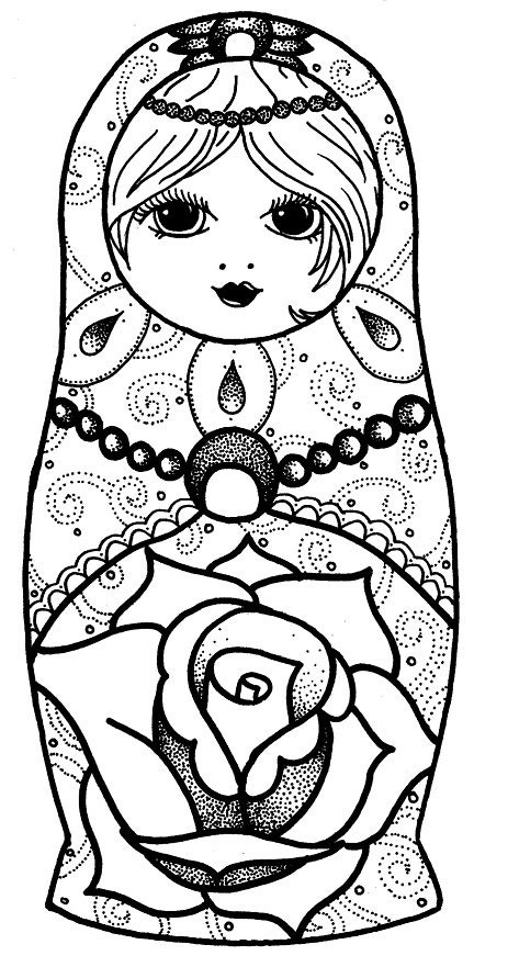 Items similar to A4 CARD PRINT Russian Doll dotwork drawing on Etsy