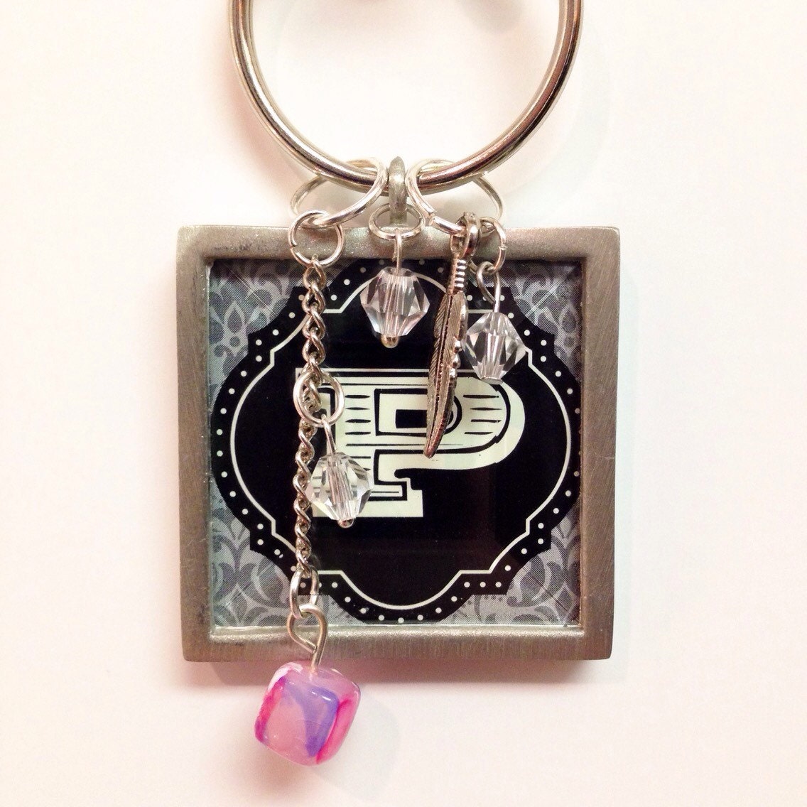 Alphabet letter keychain P Handmade item by CraftySaturday