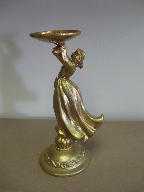 Vintage gold gilded Angel candle holder by JeanasTreasures on Etsy