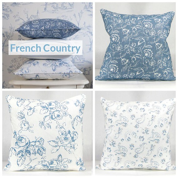 Blue French Country Pillow Set French Blue by DecordeauxBoutique