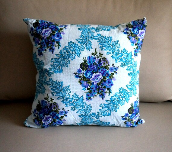 Items similar to SALE blue floral pillow cover, blue throw Pillow Covers, Blue decorative ...