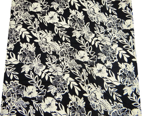Designer Fabric Black Pure Cotton Floral Print Fabrics by Soimoi