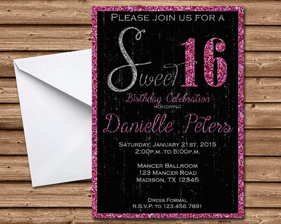 Sweet 16 Invitations Etsy 7