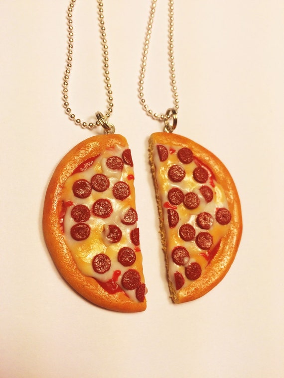 Items similar to Pepperoni Half Pizza Best Friend BFF Necklace Set on Etsy