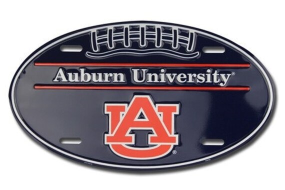 Auburn Tigers Football Oval Metal Sign 7x12 by CustomWreathDecor