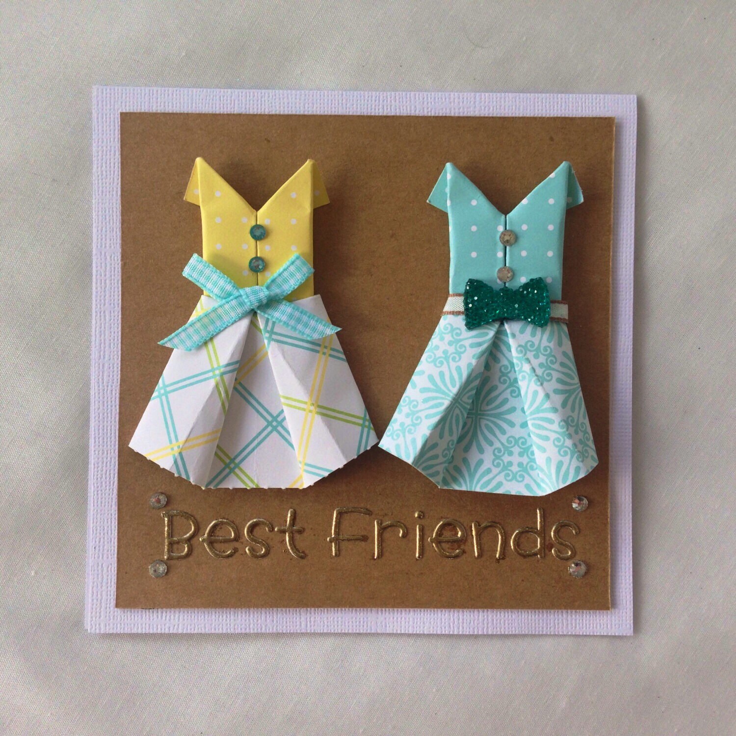 Best Friend Card Blank Birthday Stationery Hand Crafted