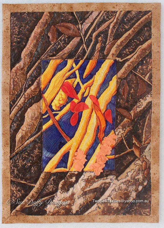 Wall hanging. Mixed media art. Textile art. Art Quilt. Fabric