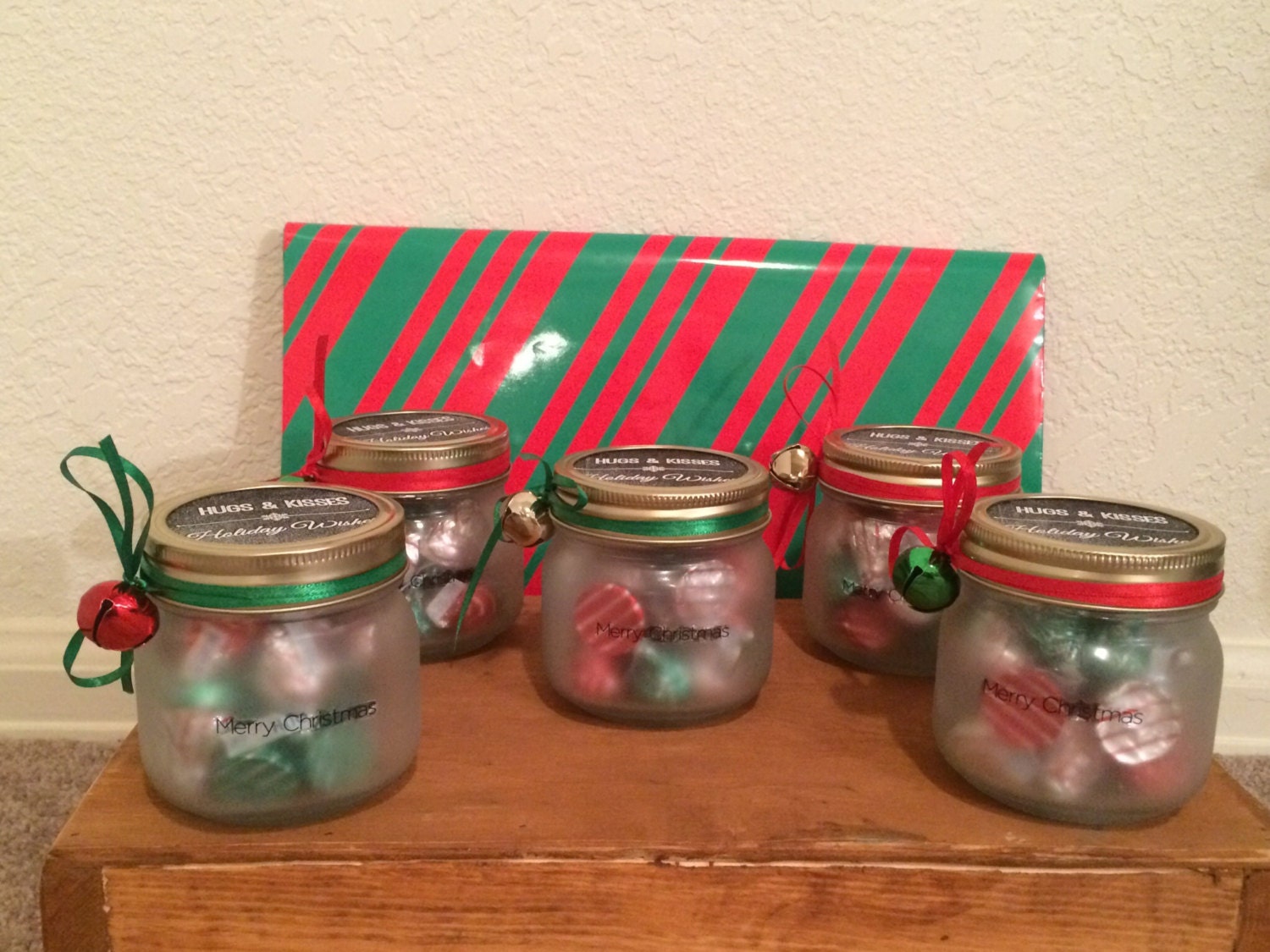 Frosted 1/2 pint mason jars for Christmas gifts Filled with