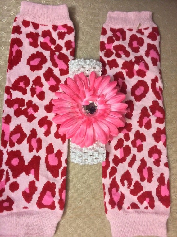 Items similar to Pink and red leopard print leg warmers Baby leg