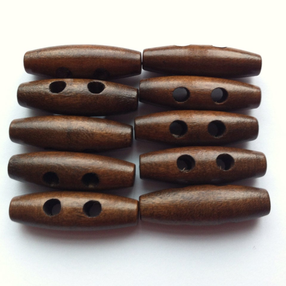20 Toggle Wood Buttons Wooden Toggle buttons 34mm 3.4cm 1